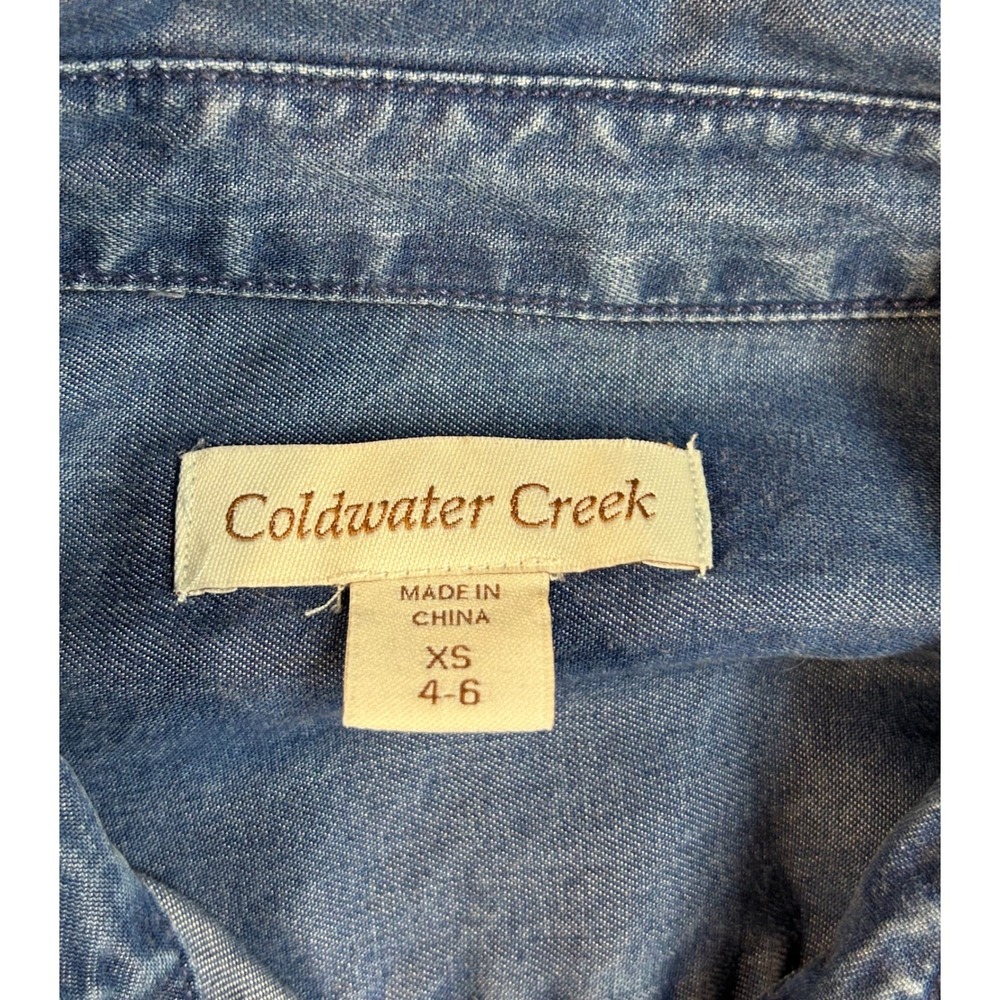 Coldwater Creek Womens Denim Shirt Tencel Lyocell Blue‎ Long Sleeve Button Up XS - Picture 6 of 8